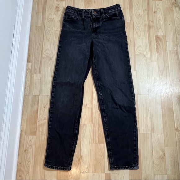 Express Black Relaxed High Waisted Tapered Denim Jeans Size 0S - Picture 1 of 9